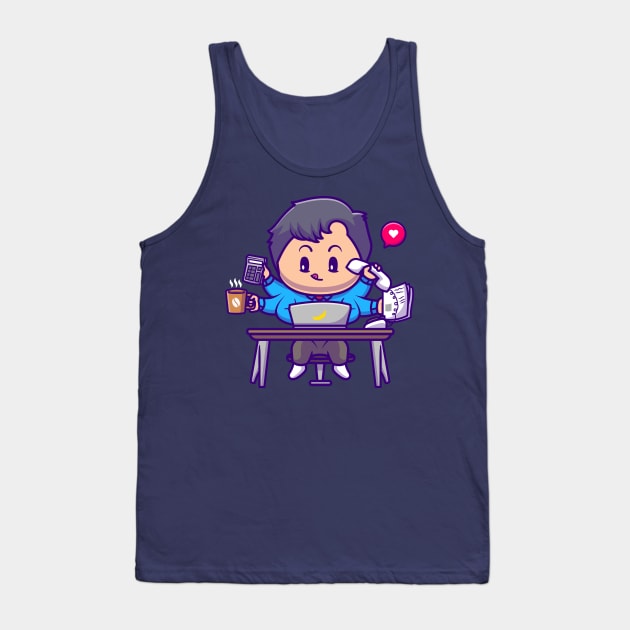 Cute Boy Multitasking Cartoon Tank Top by Catalyst Labs